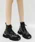 Wire Design Lace-up Boots